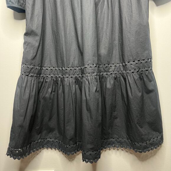 J.Crew Long Sleeve Eyelet-Trim Tiered Midi Dress Cotton Poplin Size SV-Neck Boho - Picture 6 of 15